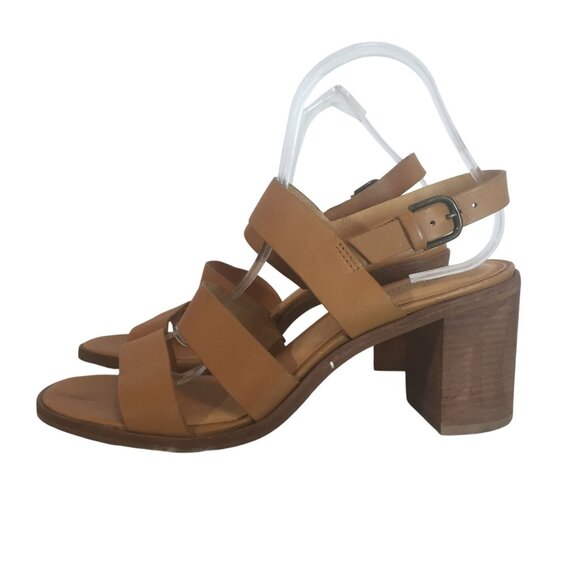Madewell Womens Tan Leather Heel Sandals Size 8 Strappy - Picture 11 of 15